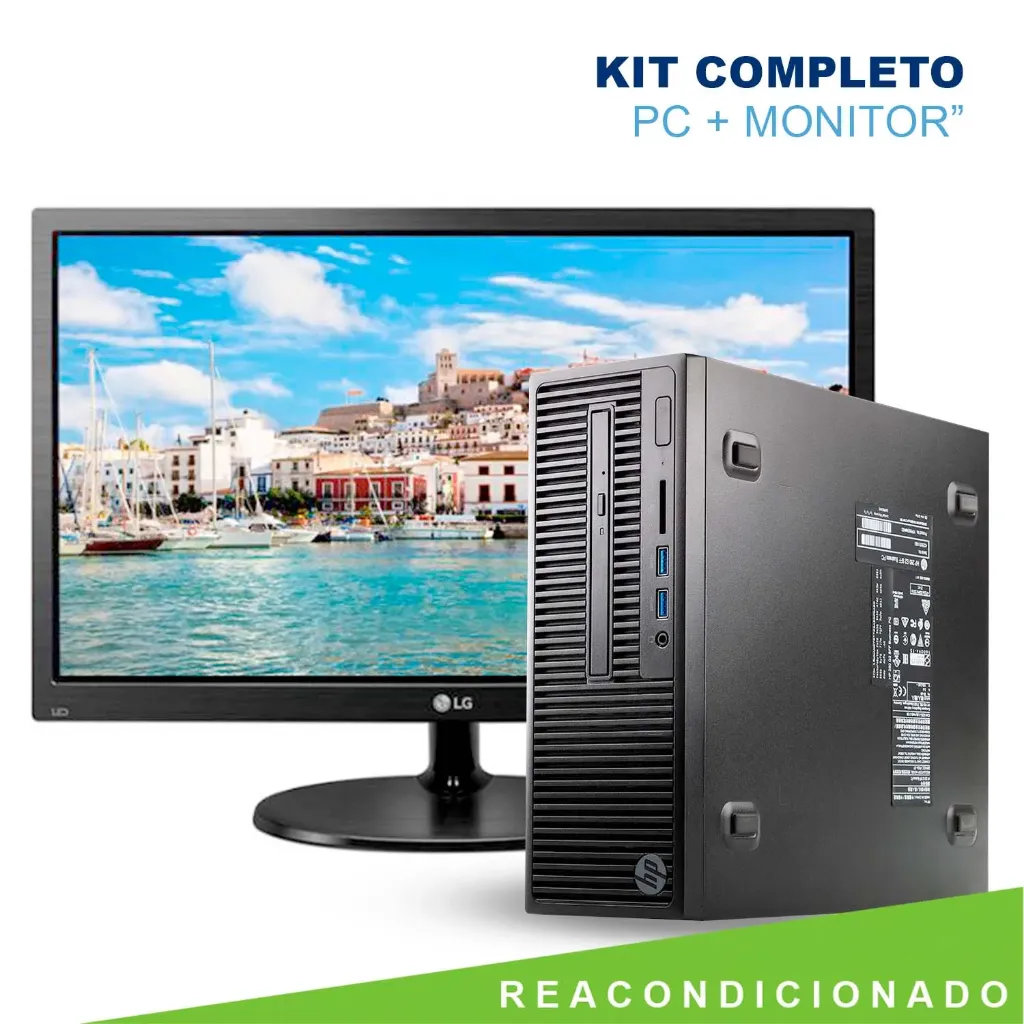 Kit PC HP 280 G2 SFF Core i3 | 8GB RAM | 256GB SSD | Monitor LG 19"